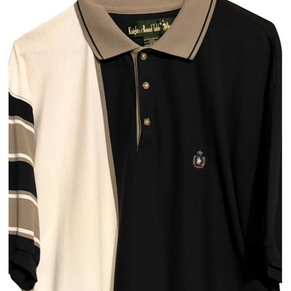 VTG Knights Of The Round Table Men's XL Thick Short Sleeve Polo Rugby Colorblock